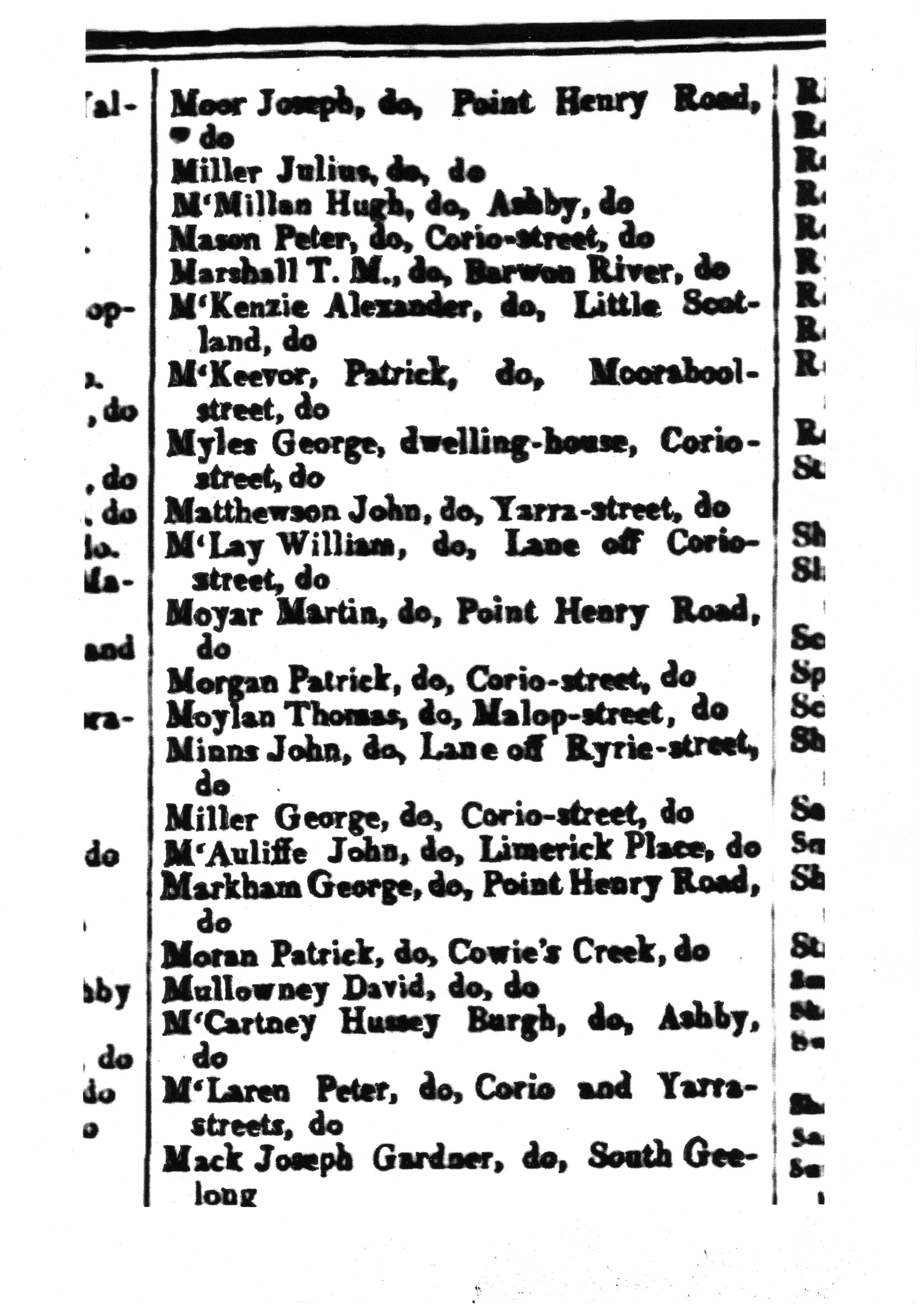 [1850 Electoral Roll of Geelong]